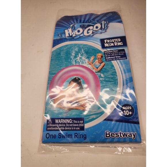 H20 Go Frosted Neon Pink Swim Ring Ages 10+ 31.5" X 7.5" - Picture 1 of 2